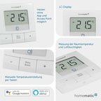 Homematic IP Smart Home Wandthermostat – Basic, digitales Thermostat für Heizkörper mit/ohne App, Alexa, Google Assistant, Temperaturmessung, Energie sparen, 154666A0