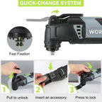 WORKPRO 300W Multifunktionswerkzeug, Oszillierende Säge mit 17 Zubehör und Aufbewahrungstasche, 7 Drehzahl 15000-23000 rpm Oszillationswerkzeug Oszillierer zum Trennen, Schleifen und Schaben