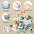 Joyreal Arche Noah Holz - Taufgeschenke für Mädchen Jungen Kinder, Geschenk Taufe, Montessori Spielzeug ab 1 2 3 Jahr, Holzspielzeug mit Bauernhof Spielzeug Sortier Stapel