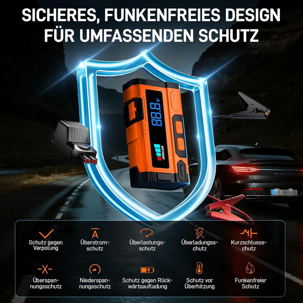 JDMCAR Starthilfe Powerbank Hochleistungs 6000A Mit LCDDisplay FürAutobatterie PkwBooster