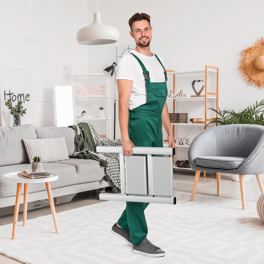 TLGREEN Alu Trittleiter 2-Stufen-Leiter Klappleiter Rostfeste rutschfeste Stehleiter Haushaltsleiter Multifunktionale Tritthocker Licht Platzsparend bis 150kg Belastbar für Küchen Haushalt Außen Büro