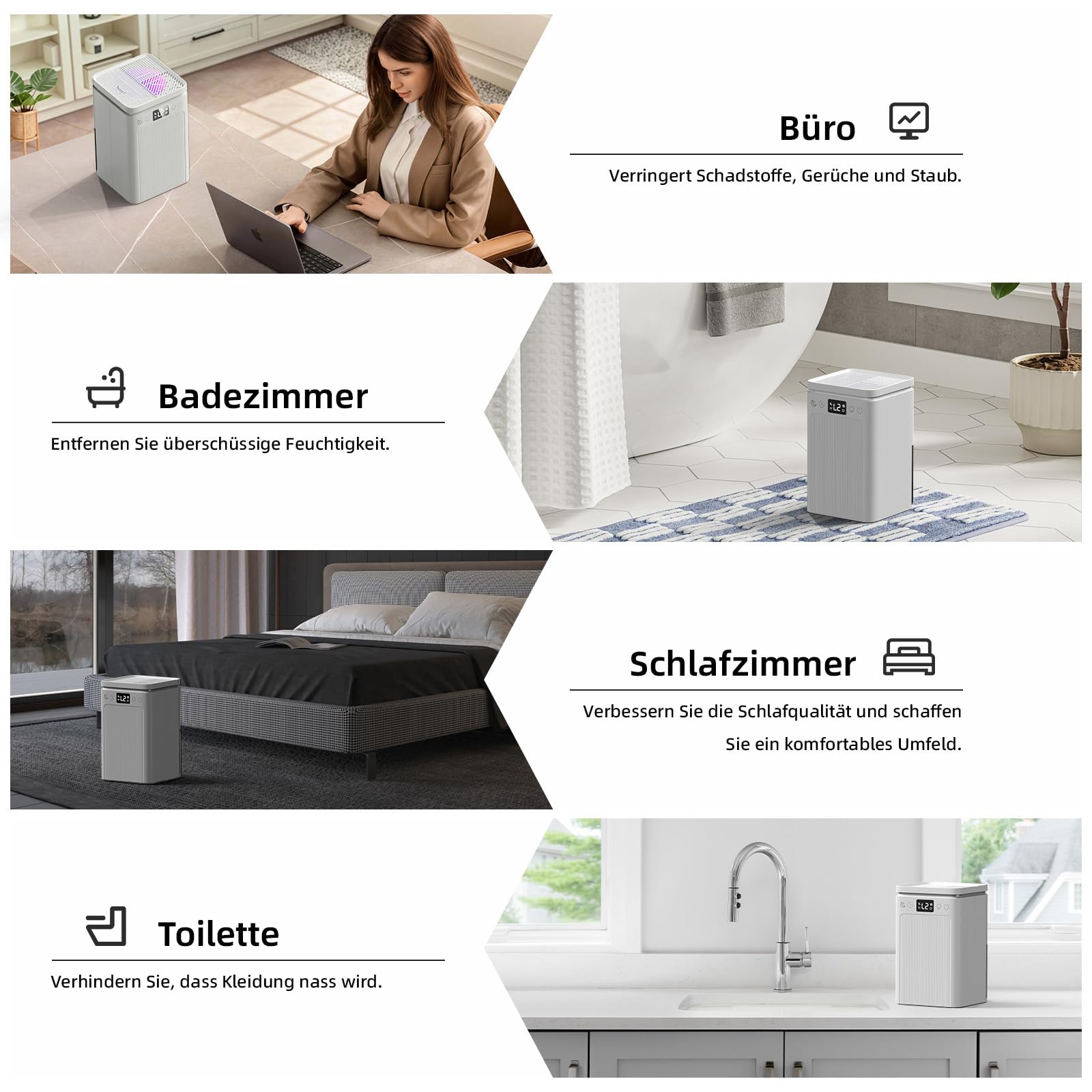Luftentfeuchter 2.2L,Raumentfeuchter Elektrisch Entfeuchter mit LED Display,Ultra Leiser,2-12-Stunden-Timer,7 Farben Licht,Auto-Stopp & Automatisches Entfrosten,Ideal für Schlafzimmer, Badezimmer.