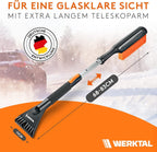 WERKTAL Eiskratzer Auto mit Besen (Teleskop) lackschonend – Scheibenkratzer mit Eisbrecher & Schneebesen für PKW LKW SUV, stabiles Winterzubehör inkl. Tasche – inklusive Scheibenschwamm