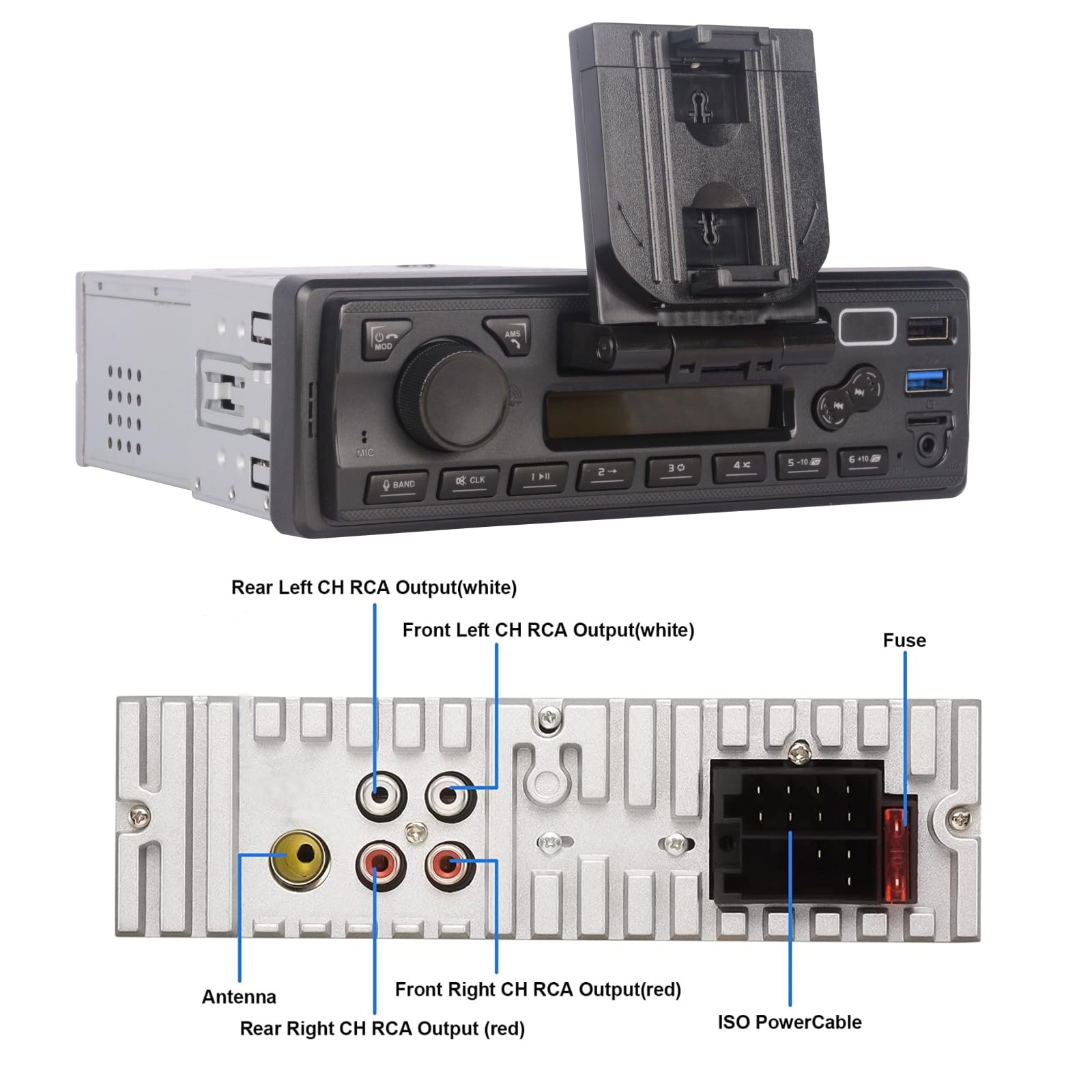 LXKLSZ Autoradio mit Bluetooth Single Din mit APP-Steuerung MP3-Player-Unterstützung Freisprechen/USB/FM/AM/TF/AUX-in/EQ-Set, Autoradio-Empfänger