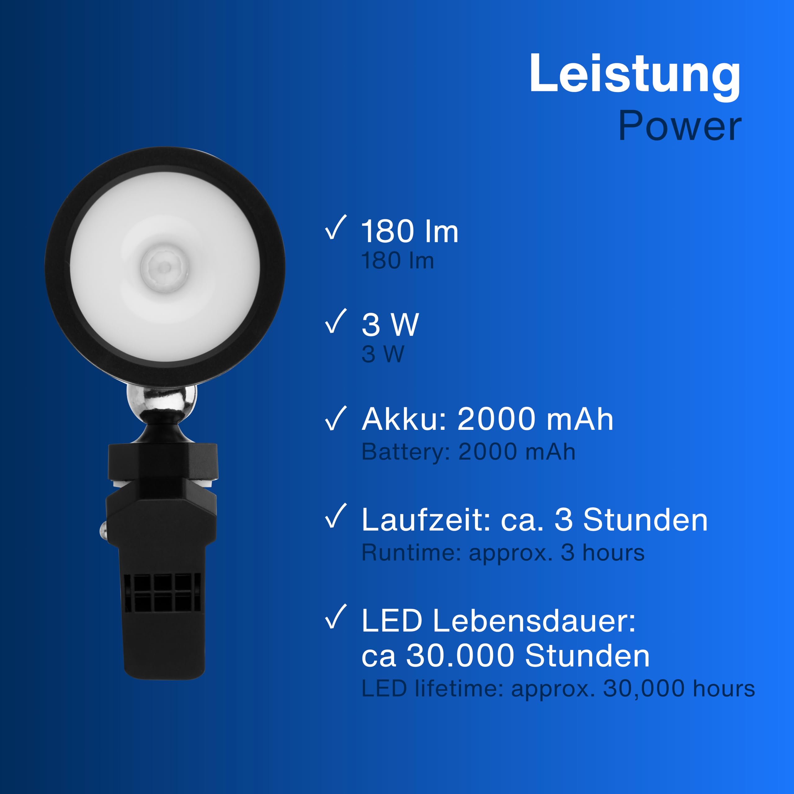 REV LED Wandleuchte - Wandlampe mit Akku & Bewegungsmelder, 180lm, kabellos, dimmbar, 360° drehbar. Wegeleuchte zum Mitnehmen - ideal für Camping, Garage & Keller, IP54, schwarz