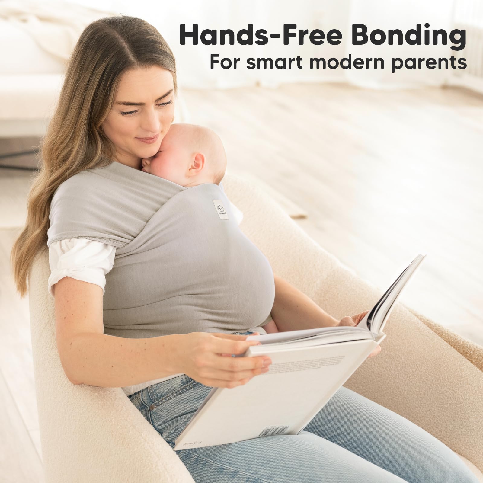 KeaBabies Babytrage Ab Geburt - Atmungsaktive Babytragetücher, Babytrage Neugeborene Ab Geburt, Babytuch Tragetuch Baby Neugeborene, Kleinkind Handfreie Baby Carrier (Stone Gray)