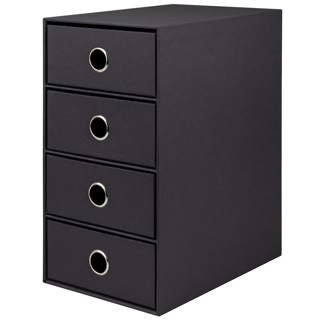 Rössler SOHO 4er Schubladenbox aus Papier | Büro Organizer Schreibtisch | Schubladen Organizer Büro Zubehör & Bürobedarf | Schreibtisch Organizer Box | 18 x 25 x 32 cm | 1 Stück | Farbe: Schwarz