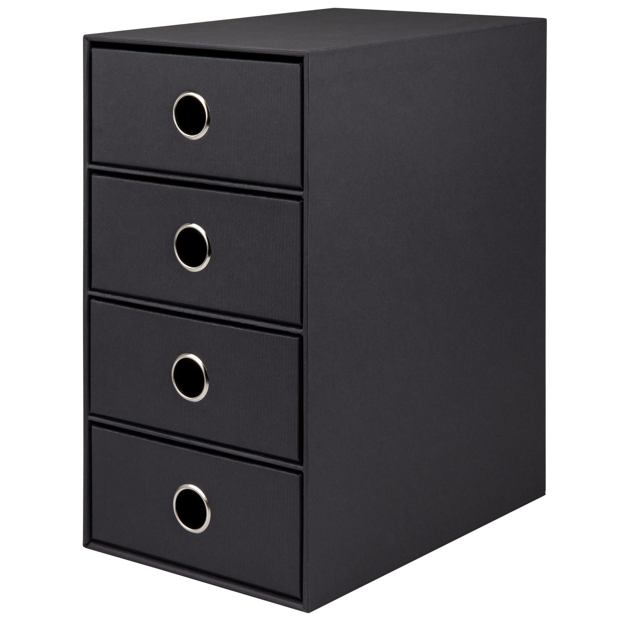 Rössler SOHO 4er Schubladenbox aus Papier | Büro Organizer Schreibtisch | Schubladen Organizer Büro Zubehör & Bürobedarf | Schreibtisch Organizer Box | 18 x 25 x 32 cm | 1 Stück | Farbe: Schwarz