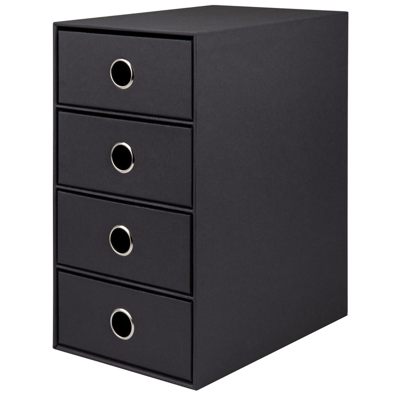 Rössler SOHO 4er Schubladenbox aus Papier | Büro Organizer Schreibtisch | Schubladen Organizer Büro Zubehör & Bürobedarf | Schreibtisch Organizer Box | 18 x 25 x 32 cm | 1 Stück | Farbe: Schwarz