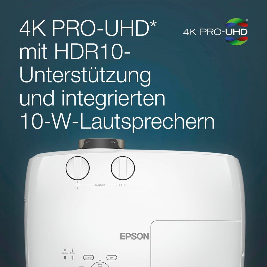 Epson EH-TW7100 4K PRO-UHD-Projektor, 3.000 Lumen, bis zu 500-Zoll Bilddiagonale (12,7 m)