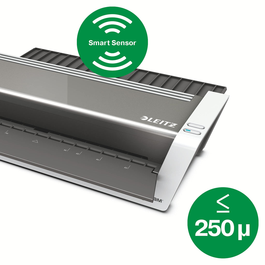 Leitz A3 Laminiergerät Touch 2, Vollautomatisches High Speed Premium Laminiergerät für Büro und Schule, Für 80 bis 250 mic Laminierfolien, Inkl. Laminierhüllen Starterkit, iLam, 74744000