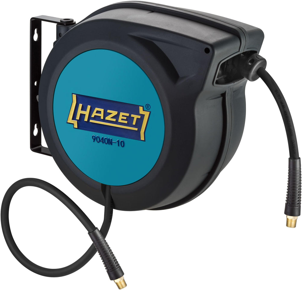 HAZET Schlauch-Aufroller 9040N-10 I Schlauchlänge: 15 m, Schlauchinnendurchmesser: 10 mm, max. Druck: 20 bar für Druckluft und Wasser I Schlauchtrommel für sauberes Aufwickeln von Schläuchen
