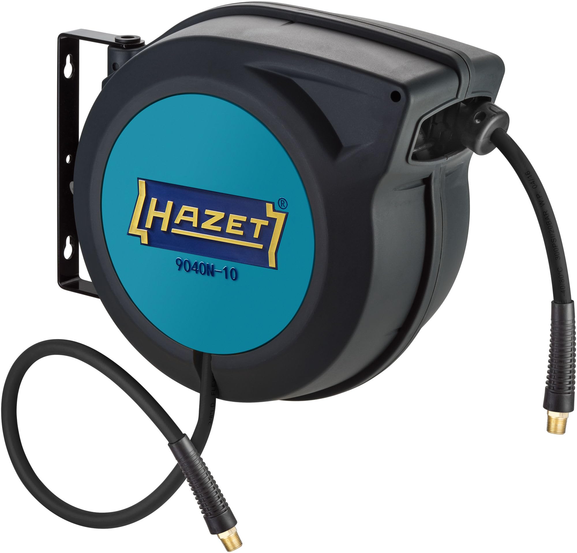 HAZET Schlauch-Aufroller 9040N-10 I Schlauchlänge: 15 m, Schlauchinnendurchmesser: 10 mm, max. Druck: 20 bar für Druckluft und Wasser I Schlauchtrommel für sauberes Aufwickeln von Schläuchen
