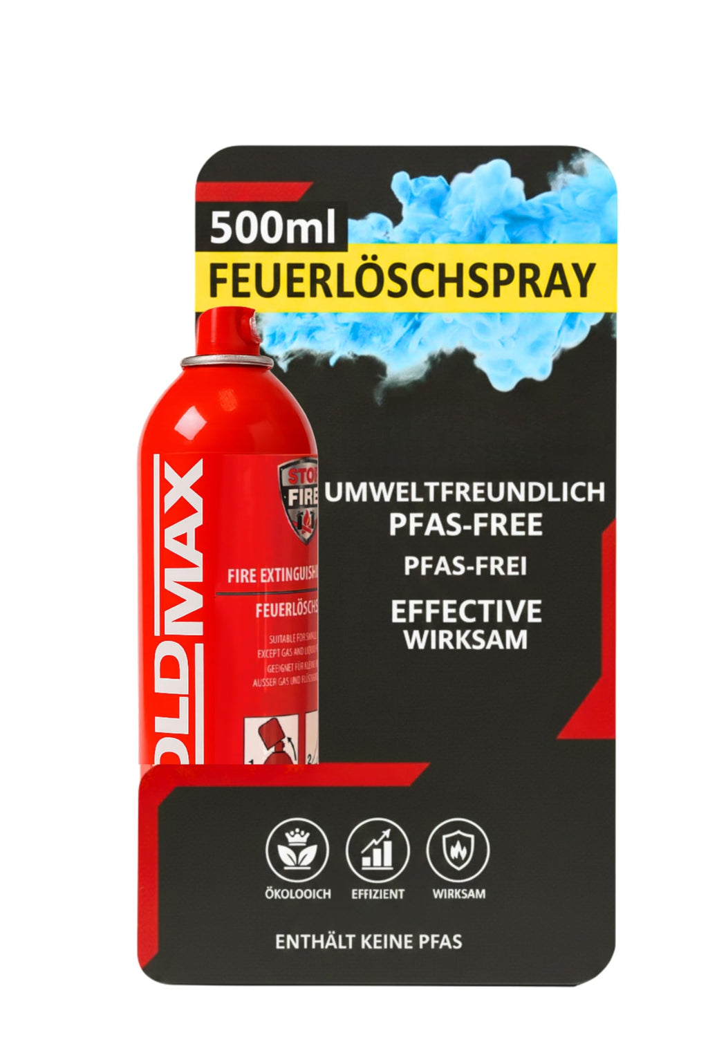 notlok Safety Work - 500g Feuerlöschspray fluorfrei | Hautfreundlicher Mini-Feuerlöscher-Schaum für Brände A F & E bis 1000 V | Klein Feuerlöscher für Zuhause & Auto