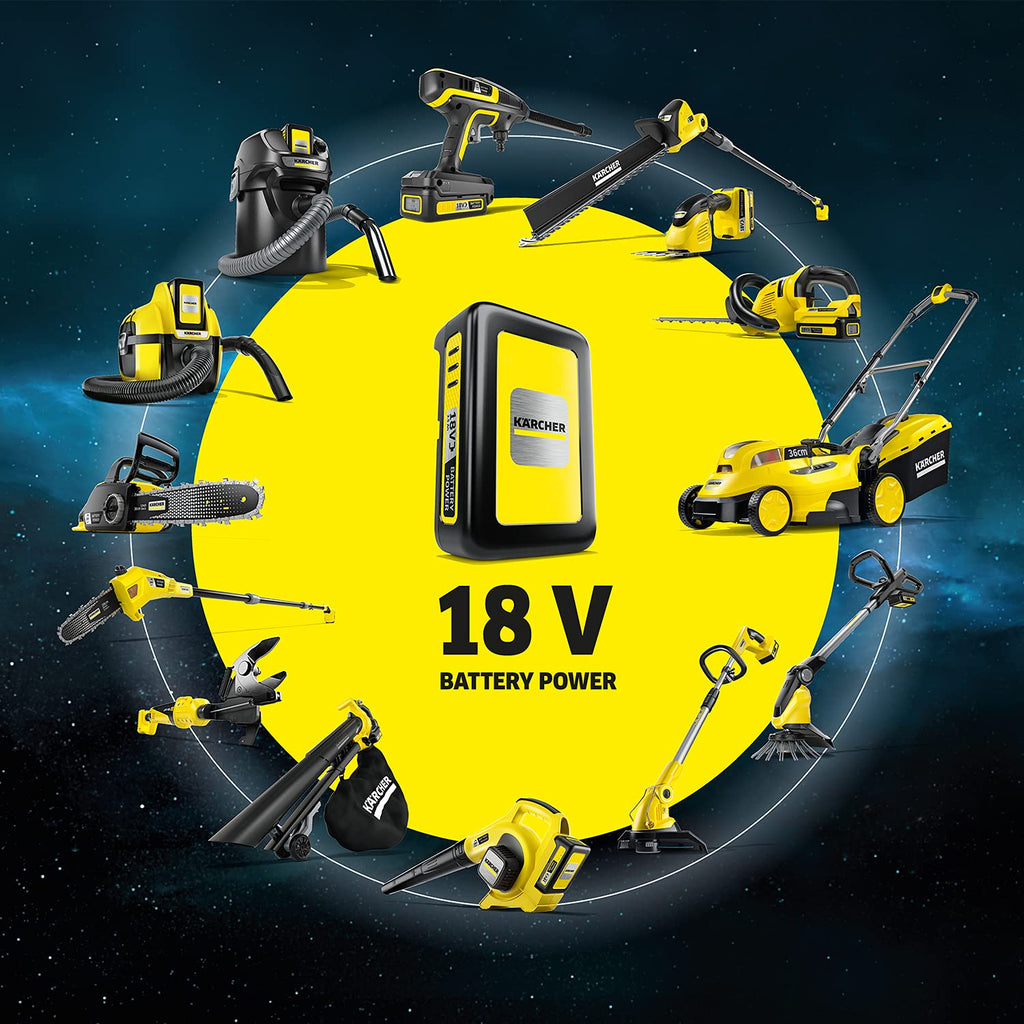 Kärcher 18 V Starter Kit 18/25, 18 V/2,5 Ah Akku mit Schnellladegerät, Lithium-Ionen-Akku, Ladezeit: in weniger als 1,5 Stunden zu 100% aufgeladen, für alle Geräte der 18 V Battery Power Plattform