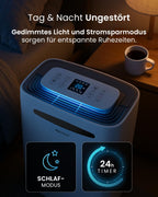 Pro Breeze® 20L/Tag smarter luftentfeuchter elektrisch mit digitalem Feuchtigkeitsanzeiger Schlafmodus Dauerbetrieb Wäschetrocknung und 24h-Timer – Ideal gegen Feuchtigkeit und Kondensation