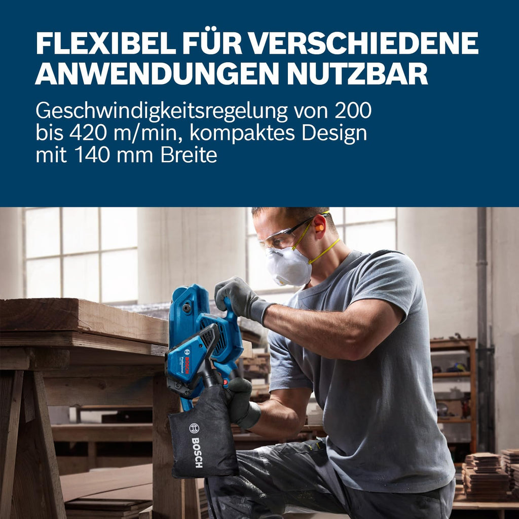 Bosch Professional Bandschleifer GBS 750 (850-W-Motor, inkl. Textilschleifband, Staubbeutel)