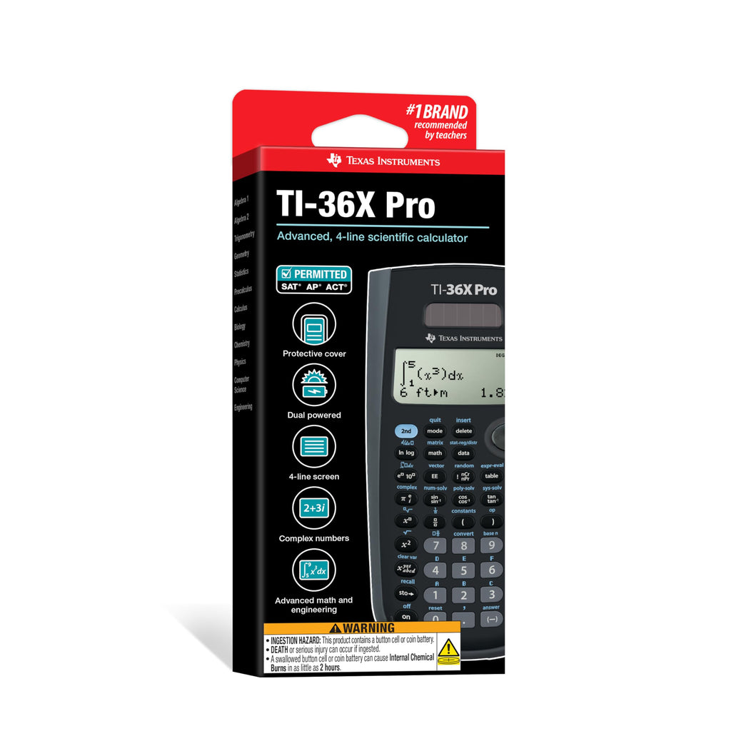 Texas Instruments TI-36X PRO Schulrechner (4-zeilig), nur mit französischer Anleitung und Sprache, 36PRO/TBL/1L1, BLACK