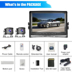 CAMECHO Rückfahrkamera 2 Kameras Set,9 Zoll LCD Monitor DVR +2 Geteilte Rück Kamera mit Nachtsicht IP69 Wasserdicht+Videoaufzeichnung für LKW/Bus/Van 12V-35V