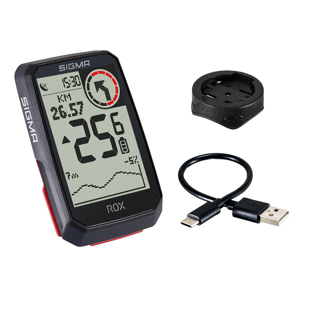 SIGMA ROX 4.0 Black | Fahrradcomputer kabellos GPS & Navigation inkl. Halterung | Outdoor GPS Navigation mit Höhenmessung