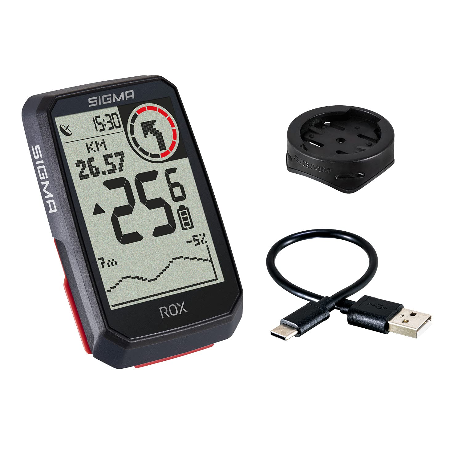 SIGMA ROX 4.0 Black | Fahrradcomputer kabellos GPS & Navigation inkl. Halterung | Outdoor GPS Navigation mit Höhenmessung