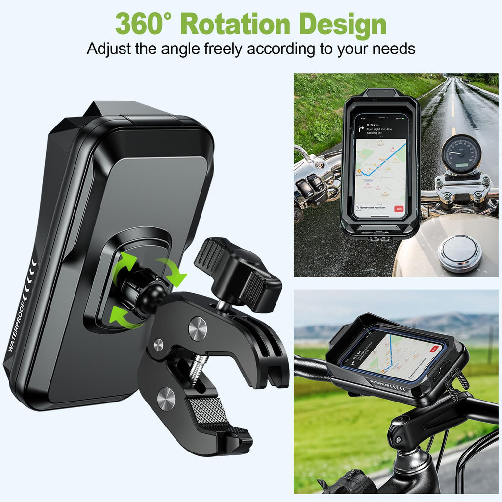BTNEEU Handyhalterung Motorrad Wasserdicht Universal Anti-Shake Telefonhalterung mit Touchscreen Sonnenblende 360° Drehbar Halterung Motorrad Metall für Smartphone bis zu 7,0" (Schwarz C)