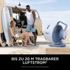 Shark FlexBreeze HydroGo Starker Ventilator mit Sprühnebel, Kühlung für drinnen & draußen, leise & langlebig, kabelgebunden & kabellos, kompakt & leicht,5 Geschwindigkeiten, Gletscher FA050EUBL