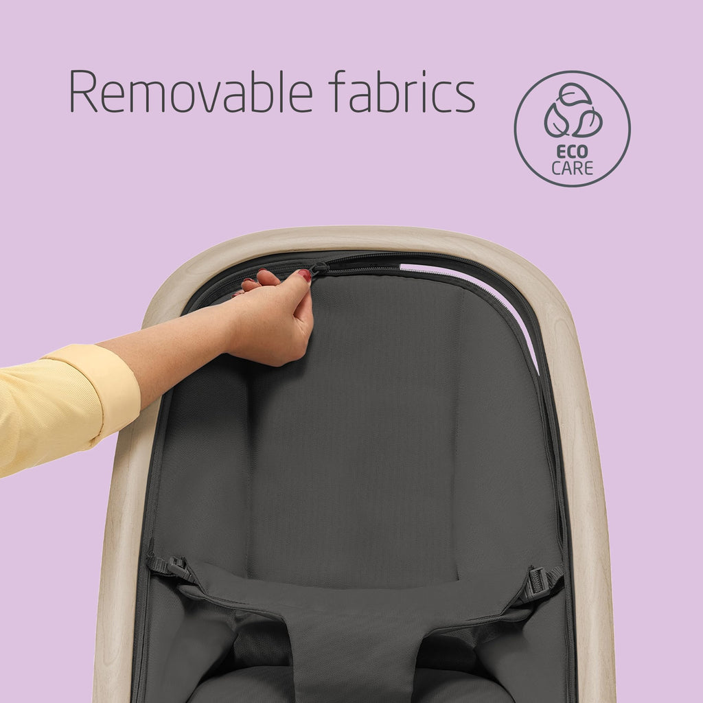 Maxi-Cosi KORI 2-in-1 Ergonomischer Babywippe mit Spielzeugbogen 0-2 Jahre bis 15 kg Neugeborenen Hüpfstuhl 3 Liegepositionen Easy-In Harness Leicht & Kompakt Neugeborenes Kissen Beyond Graphite