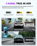 VANTRUE S1 PRO MAX 4K + 4K Dashcam Auto Vorne Hinten mit Dual STARVIS 2 Nachtsicht HDR, 24H Parkmodus Dash Cam, 5,8GHz WLAN GPS 360 Grad Auto Kamera, ADAS, LTE Optional, Sprachbefehl, 1TB Max