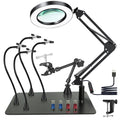 Dritte hand Löten, Magnetische Löthilfe Helfende Hand mit 10X Lupe Licht, Lötstation mit 4 PCB-Säulen 4 flexibel Arme und 1 Mechanischer Tragarm, Löthilfe für Schweißer, Schmuckhersteller, Handwerk