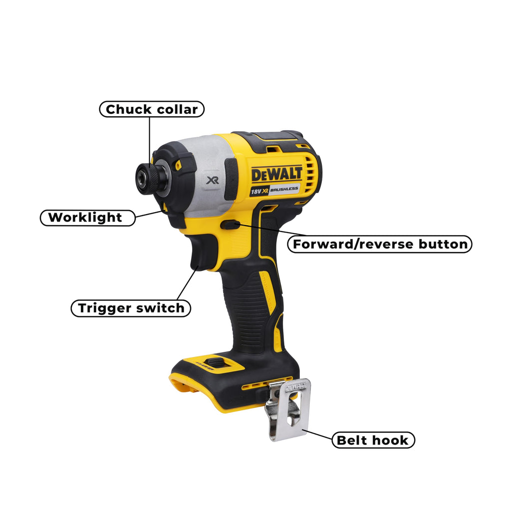 DEWALT 18 Volt Akku-Schlagschrauber (1/4”) DCF887N (bürstenloser Motor, Dreh- und Schlagzahl elektronisch über 3 Stufen einstellbar, max. Drehmoment: 205 Nm, ohne Akku und Ladegerät)