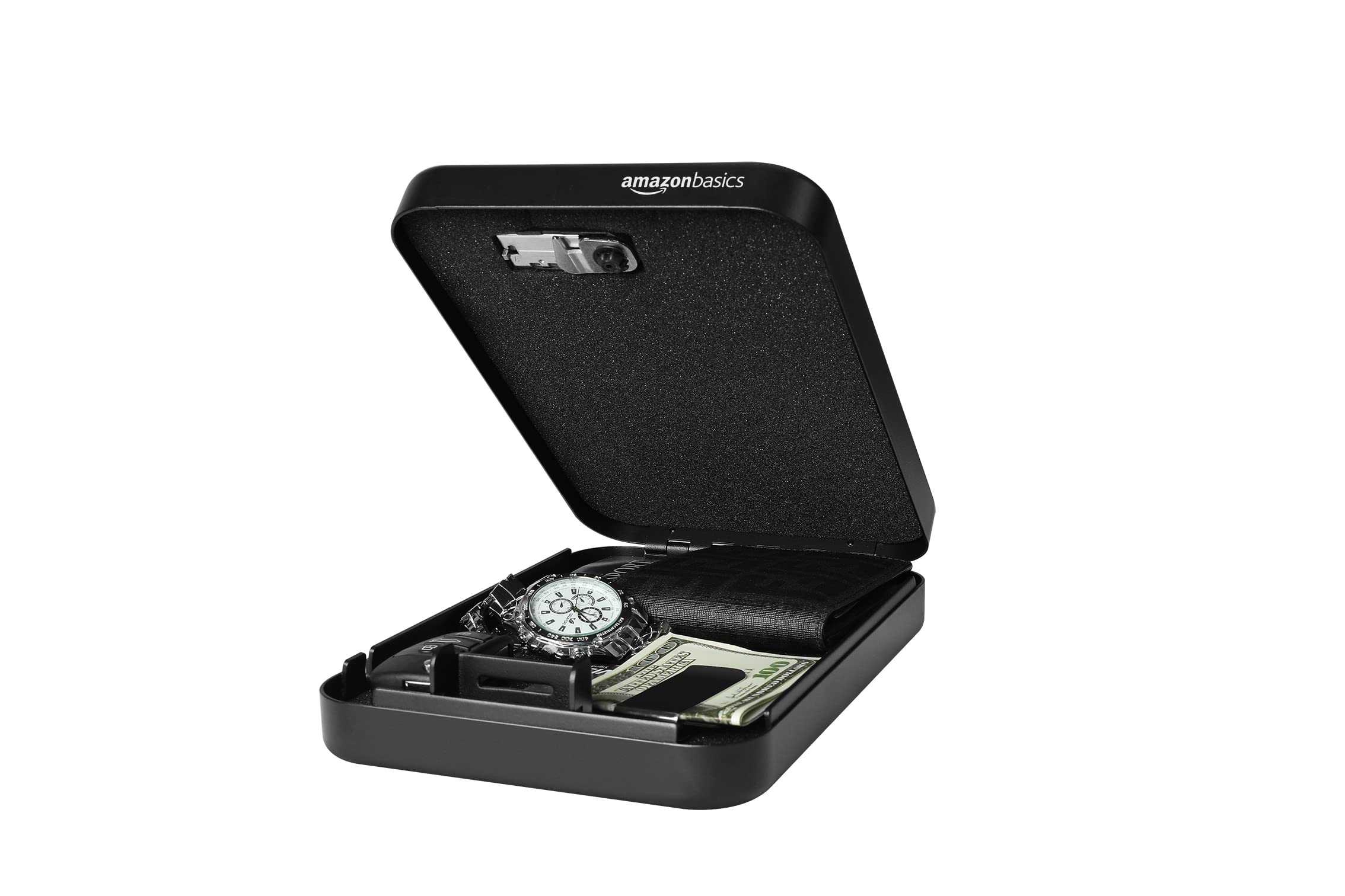 Amazon Basics Tragbarer Tresor mit Zahlenschloss für Dokumente und Schmuck, Größe XXL, Schwarz