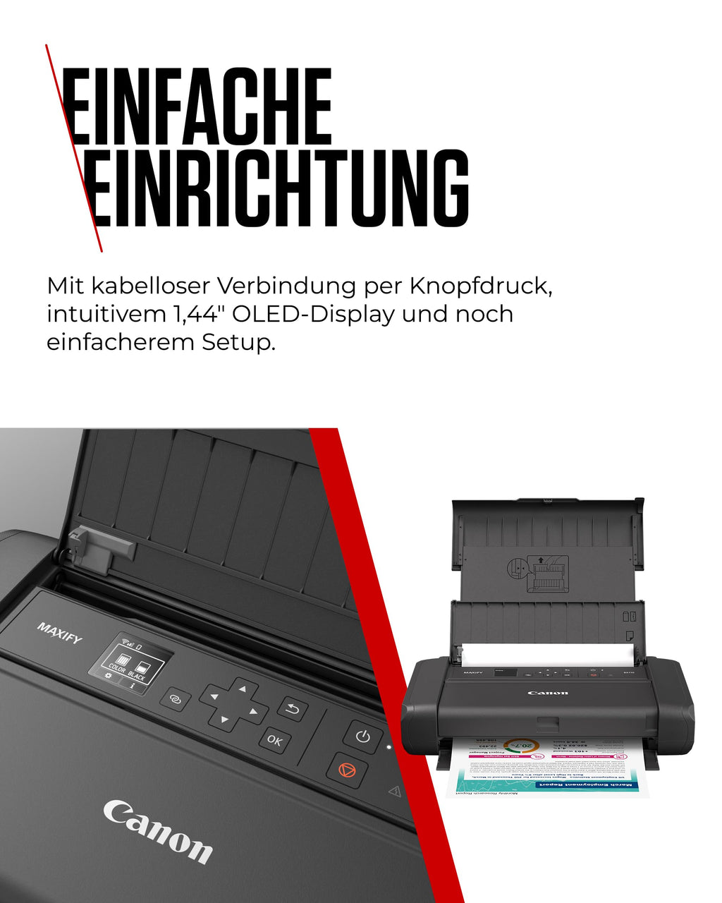 Canon MAXIFY BX110 Mobiler Drucker – WLAN-Drucker mit wiederaufladbarem Akku, druckt bis A4 | Perfekt für Home-Office & unterwegs! Drucke kabellos von Laptop, PC, Smartphone Print App