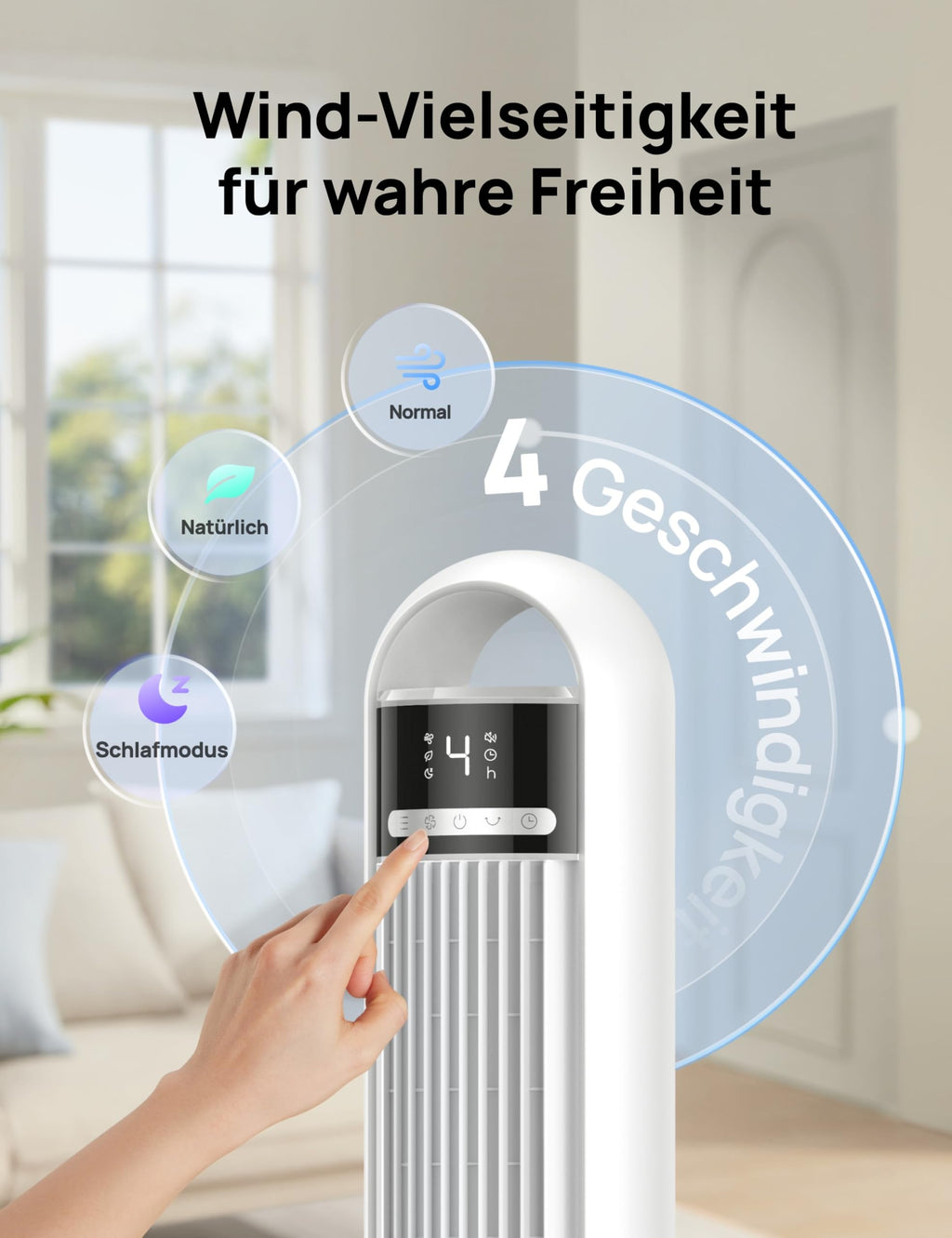 Dreo 23dB Leiser Turmventilator, Ventilator mit Kühlung, Fernbedienung für Schlafzimmer, Tower Fan mit 4 Geschwindigkeiten, 3 Modi, 9,8 m Windreichweite, 8H Timer, 90° Oszillierend für Wohnzimmer