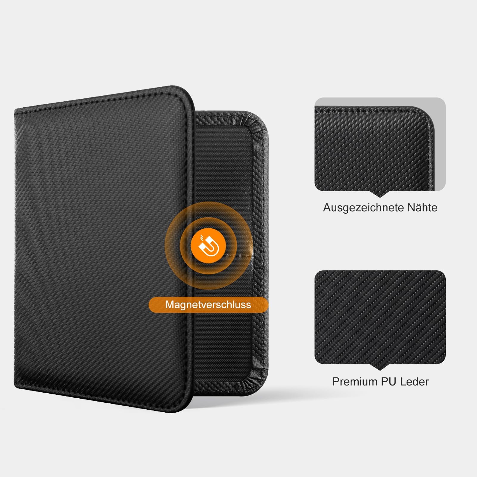 CoBak Kfz Zulassungs Fahrzeugschein Hülle und Versicherungshalter – Magnetverschluss Auto Organizer für das Handschuhfach im, Zubehörtasche für wichtige Dokumente Karten（Carbonfaser Schwarz）