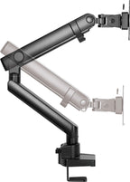 ICY BOX Monitor Halterung für 1 Monitor bis 32 Zoll (bis 8kg, VESA 75x75/100x100), Monitorständer aus Stahl, Schwenk-& Neigbar, Befestigung auf Tischplatte/Tischkante, IB-MS313-T, Schwarz