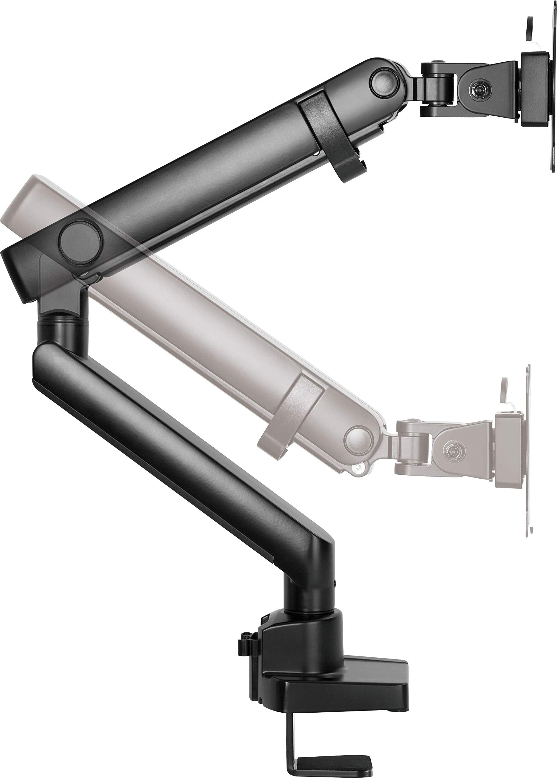 ICY BOX Monitor Halterung für 1 Monitor bis 32 Zoll (bis 8kg, VESA 75x75/100x100), Monitorständer aus Stahl, Schwenk-& Neigbar, Befestigung auf Tischplatte/Tischkante, IB-MS313-T, Schwarz
