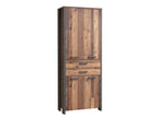 FORTE Clif Büroschrank mit 4 Türen und 2 Schubladen, Holzwerkstoff, Old Wood Vintage / Betonoptik Dunkelgrau, (BxHxT): 86,7 x 220,7 x 41,6 cm