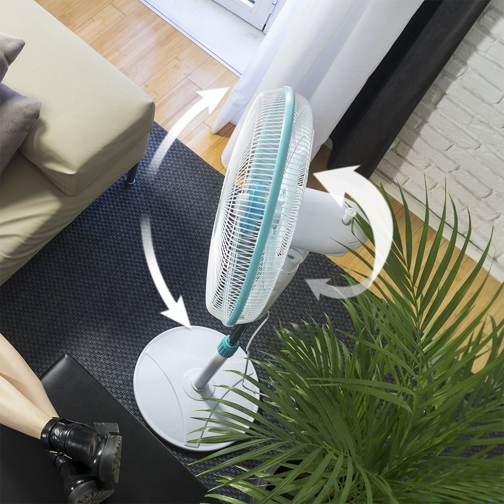 Cecotec EnergySilence 510 Standventilator. 40 W, 5 Flügel mit 40 cm Durchmesser, oszillierend, 3 Geschwindigkeiten, einstellbare Höhe 115-135 cm, Kupfermotor, schwarzes Design (Weiß | 110-130 cm)
