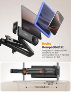 JOYROOM Tablet Halterung Auto [Stabilisierende dreieckige Struktur] iPad Halterung Auto mit Doppeltem Gestänge Klapparm Tablet Halterung Auto Kopfstütze für iPad/Switch/Phone 4.7-13 Bildschirm Geräte