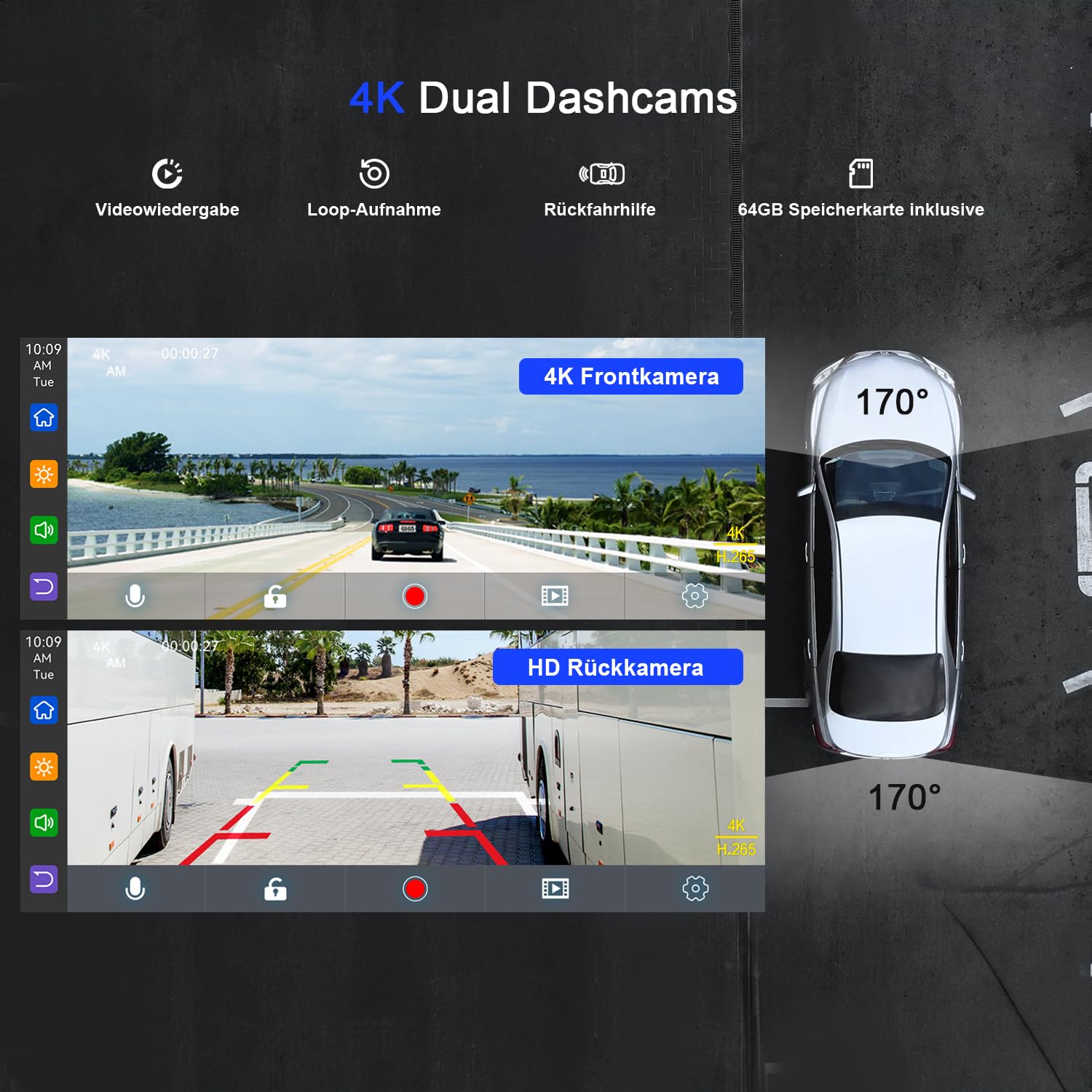 Avylet 9,26" CarPlay Display für Apple CarPlay & Android Auto, 60Hz Carpla mit 4K Dashcam und IP67 Rückfahrkamera, 64GB Karte, OTA-Updates, GPS Navigation, Bluetooth 5.0, Mirror Link, FM/AUX