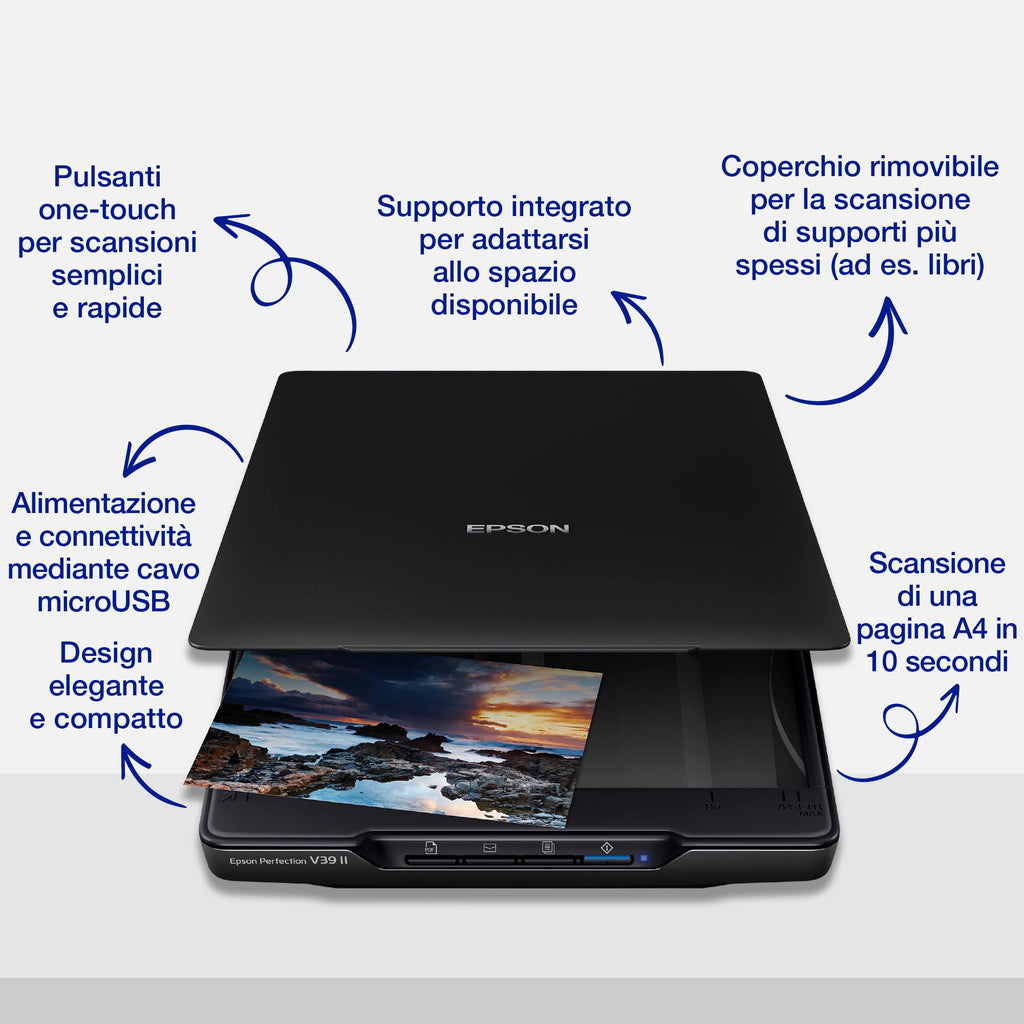 Epson Perfection V39II A4 Flachbett-Foto- und Dokumentenscanner mit Ständer