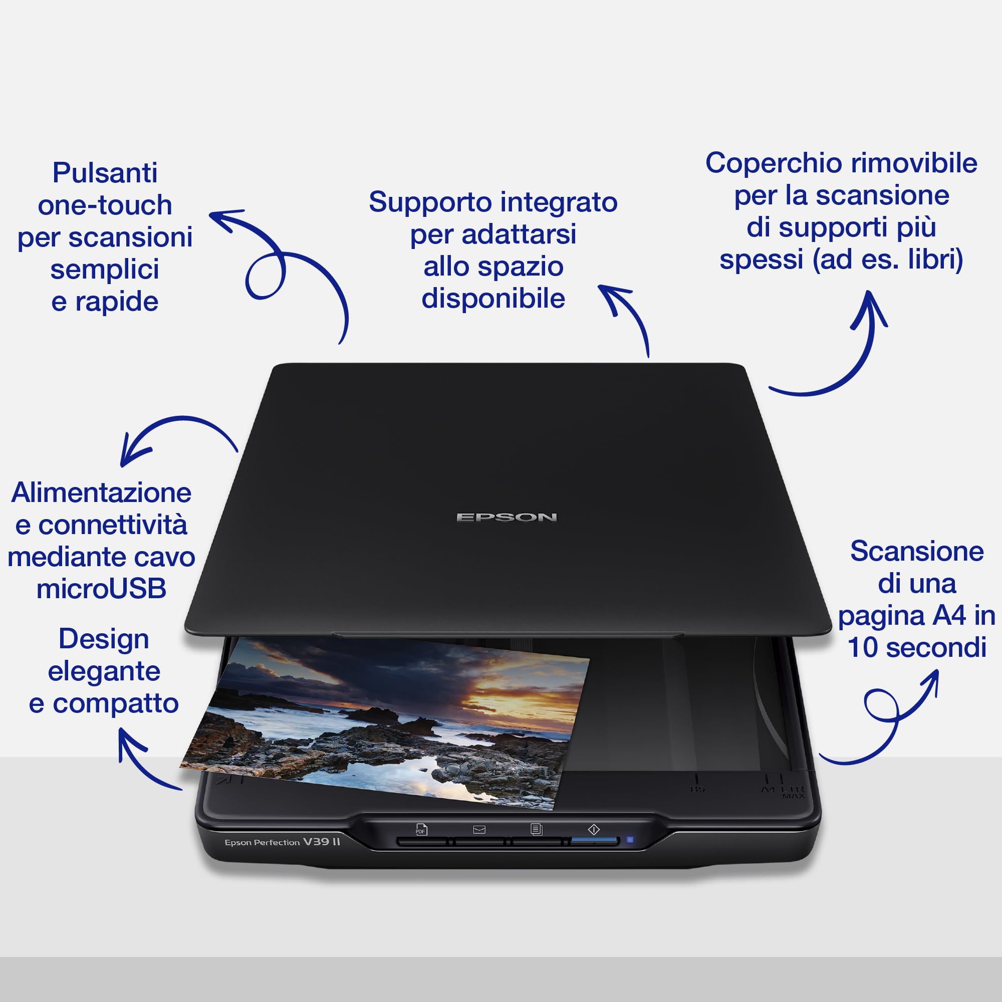 Epson Perfection V39II A4 Flachbett-Foto- und Dokumentenscanner mit Ständer
