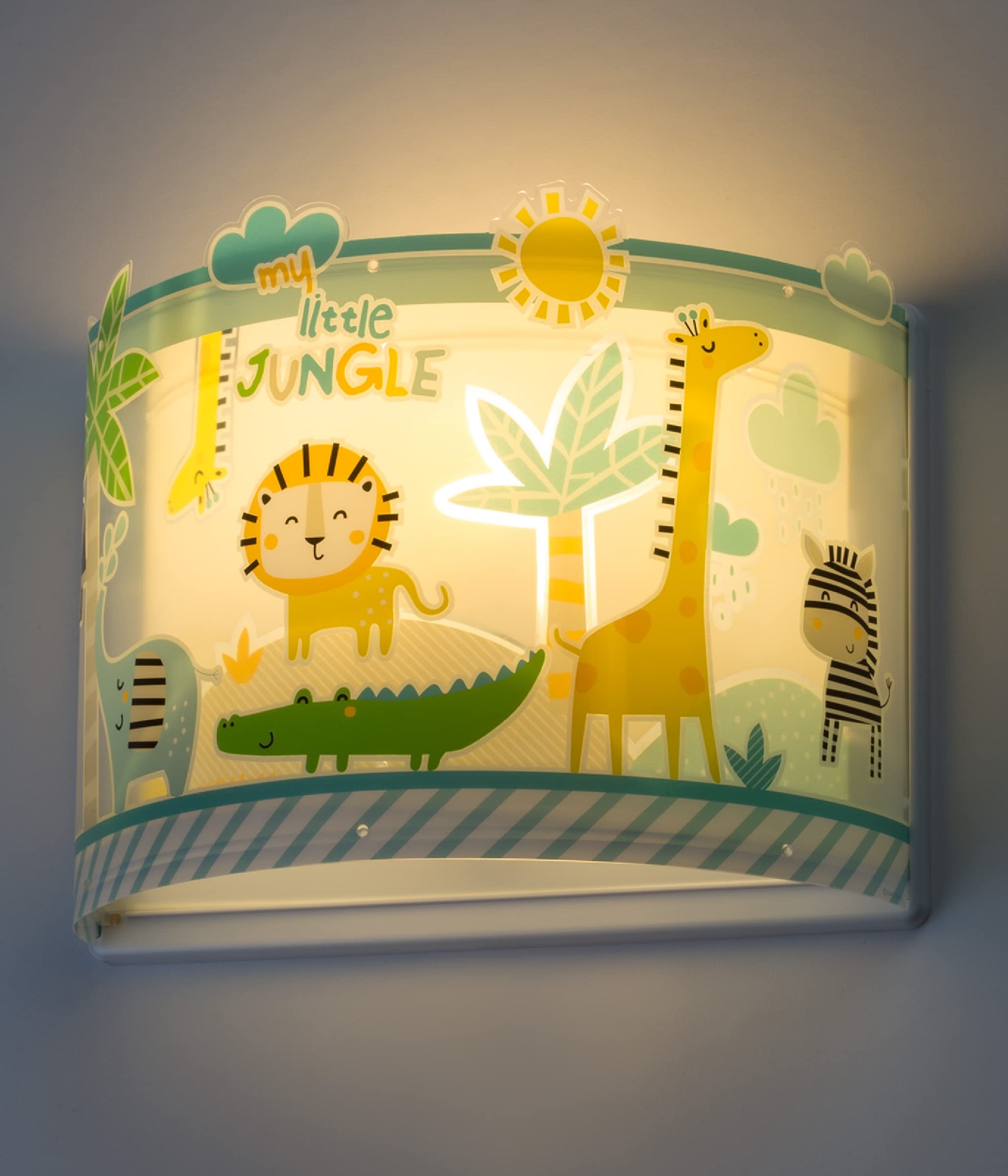 Dalber kinder Wandlampe, Kinderlampe Wandleuchte kinderzimmer tiere Dschungel My Little Jungle Löwen Elefanten Giraffen Krokodil, 76118, E27