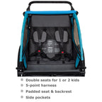 Tiggo VS Kinderanhänger 360° Drehbar mit Federung 2in1 Fahrradanhänger mit Buggy Set Jogger 5-Punkt Gurt Fahrrad Anhänger für 1 bis 2 Kinder max. 40kg (Blau)