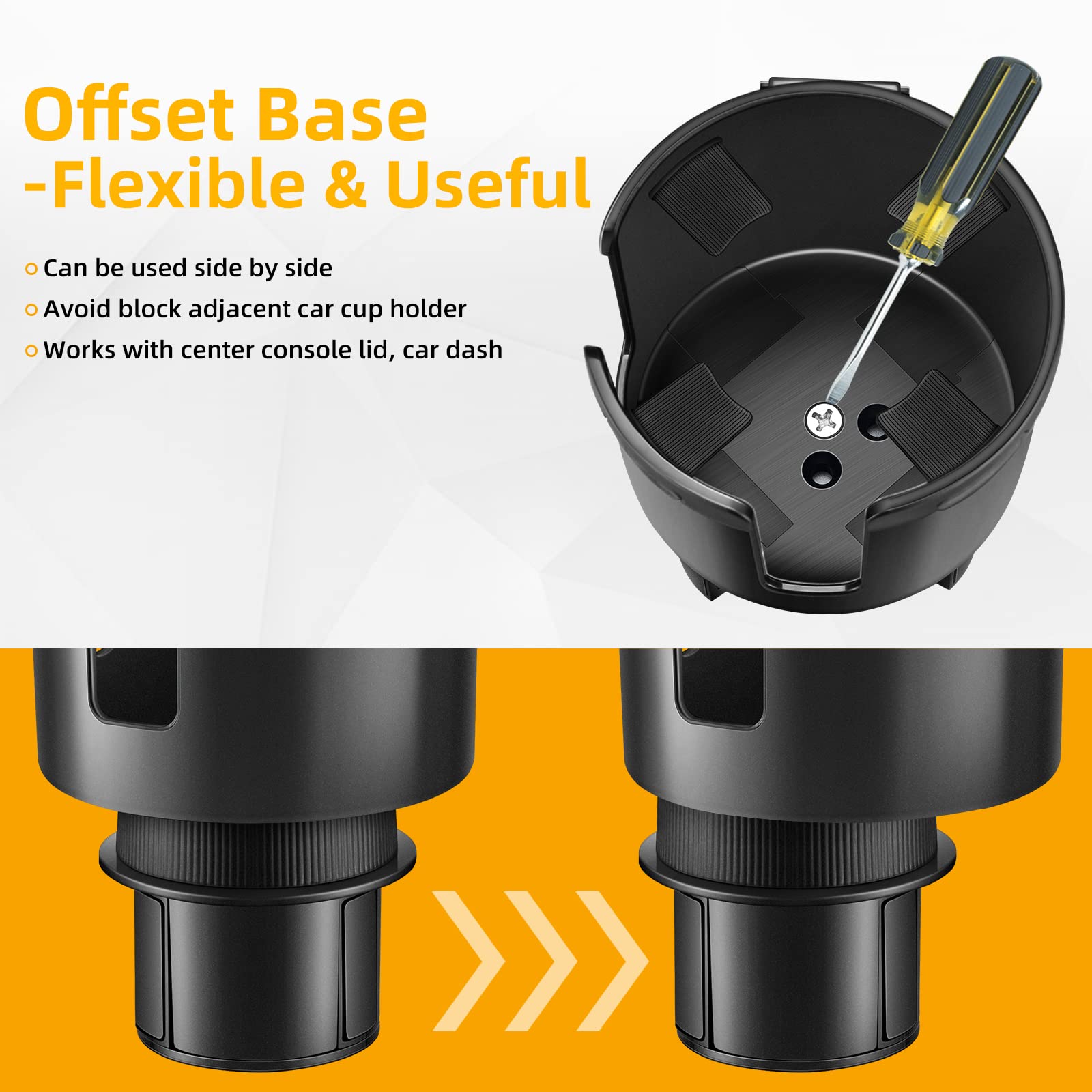 TYKOR Auto Getränkehalter, Becherhalter Auto mit Verstellbarer Basis, Flaschenhalter Auto Kompatibel mit Stanley 0.4/0.47/0.75/0.89/1.2L, Andere Große Flaschen 0,4-1,5 L (7,0-10,7 cm)