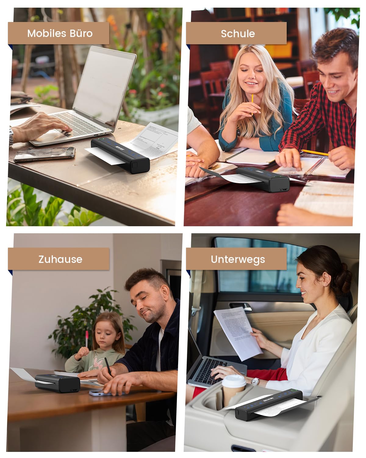 NEWYES Drucker, Tragbarer Thermodrucker für Geschäftsreisende und Studenten – Bluetooth Drucker für A4 Thermodruckpapier, Kompakt, Sofortiger Druck & Langlebiger Akku