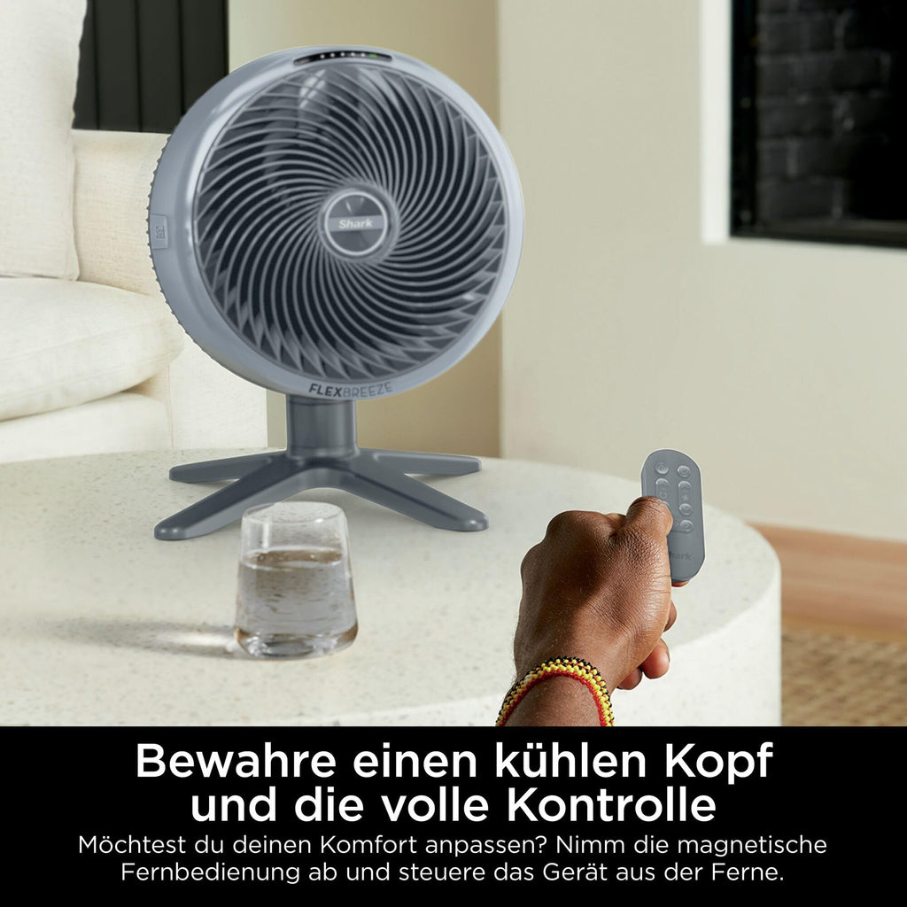 Shark FlexBreeze TableMate Akku-Ventilator, innen & außen, ≤24h Laufzeit, Hochgeschwindigkeits-Kühlung, 20 m Reichweite, leise & langlebig, 5 Geschwindigkeiten, Oszillation, Fernbedienung FA150EU