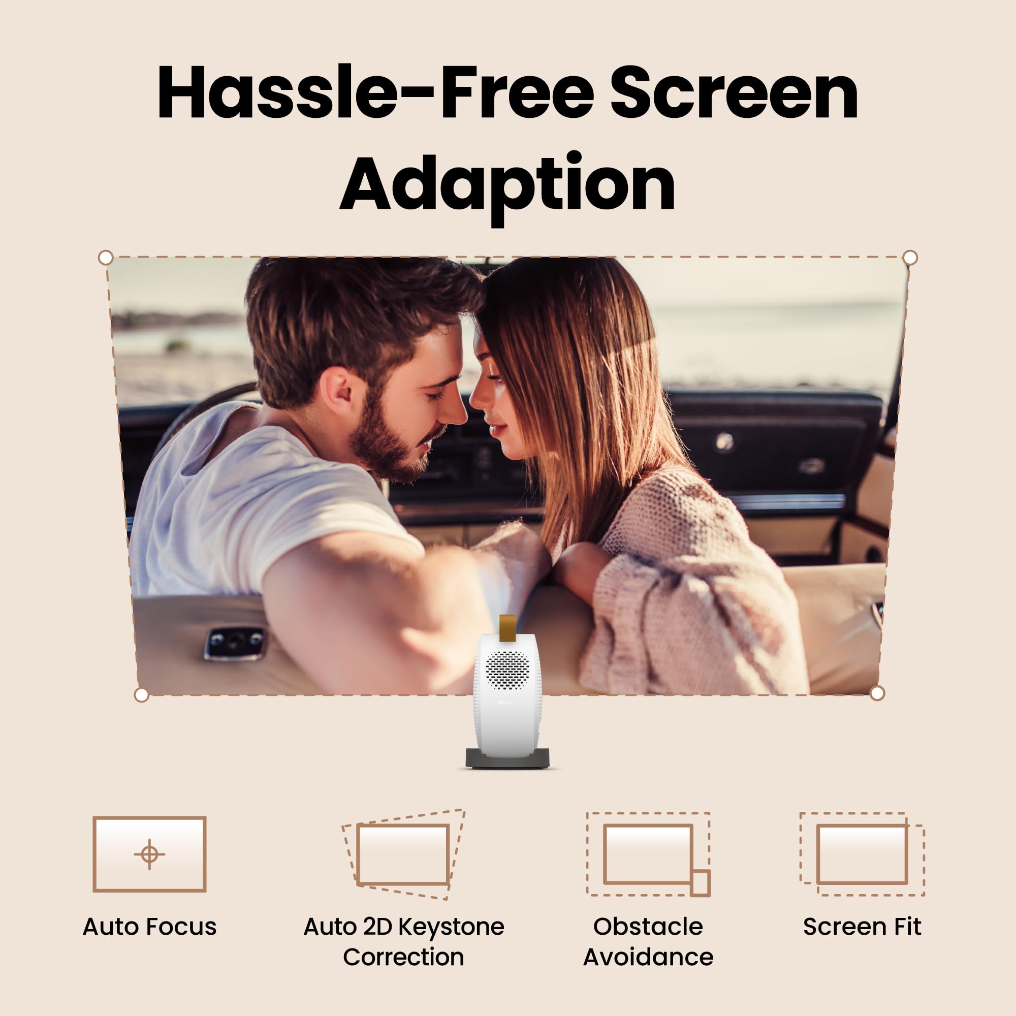 BenQ GV50 1080p Laser Tragbarer Deckenprojektor mit Stativfuß | Drehbare Winkelprojektion | 500 ANSI Lumen | 18W Bass Bluetooth Lautsprecher | Google TV mit Netflix | Chromecast & AirPlay | Autofokus