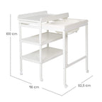 roba Bade Wickel Kombination + Wickelauflage Style grau - Mobiler Kombi Wickeltisch mit integrierter Badewanne - mit ausziehbarer Wickelfläche - Holz weiß